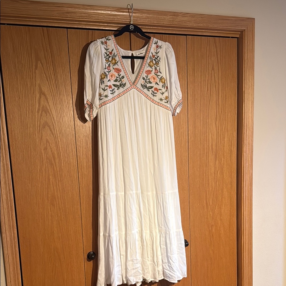 In Bloom Embroidered Maxi Dress - White and Multicolor (PinkBlush Maternity)